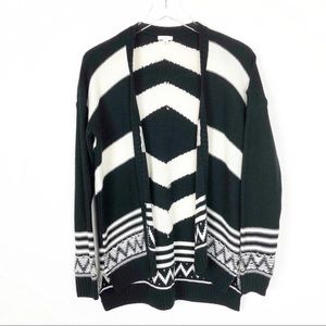 BP Aztec Sweater Cardigan Black and White Sz S